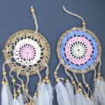 Pastel Pink Macramé Dream Catcher 12cm (asst colours) - immagine 4