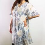Nomad Sari On the Med Collection - Kaftan - Gold & Blue Greek Motiff - Handpainted - immagine 3
