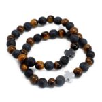 Set of 2 Gemstones Friendship Bracelets - Power - Tiger Eye & Black Stone - immagine 2
