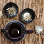 Herbal Black Glaze Teapot Set - Pot & Two Cups - immagine 4