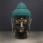 Large Antique Brass Buddha Head - immagine 4