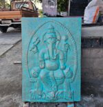 Large Ganpati Iron Frame Turquoise Relief - 0.7x1m - immagine 2