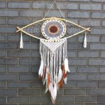 Protection Dream Cather - Lrg Macrame Eye White/ Gey/Brown - immagine 4