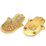 Gold Aluminium  Small Hamsa Incense Holder 13x5.5cm - immagine 3