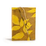 Lokta Bold Floral Bamboo Lock Notebook – Medium (15x12cm) – 45 Leaves – Mustard Brown
