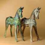 Large Gold & Turquoise Horse 32 cm - immagine 3