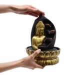 Tabletop Water Feature - 30cm - Golden Buddha & Pouring Pots - immagine 2