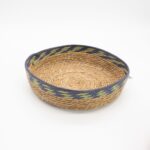 Straw & Seagrass Tray Baskets - Natural Green & Blue- Set of 3 - immagine 3