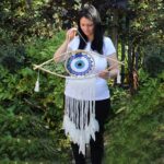 Protection Dream Cather - Lrg Macrame Evil Eye Blue/White/Black - immagine 3