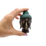 Small Antique Brass Buddha Head - immagine 2