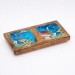 Double Trinket Tray 20x10x2.5cm - Mushroom Design Teal - immagine 4