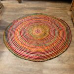 Round Jute and Recycled Cotton Rug - 150 cm - immagine 2
