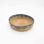 Straw & Seagrass Tray Baskets - Natural Green & Blue- Set of 3 - immagine 4