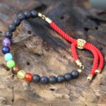 18K Gold Plated Gemstone Royal String Bracelet - Lava Stone Chakra - immagine 2