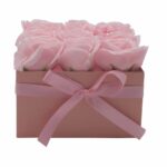 Soap Flower Gift Bouquet - 9 Pink Roses - Square - immagine 3