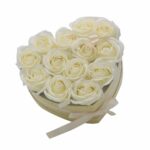 Soap Flower Gift Bouquet - 13 Cream Roses - Heart - immagine 3