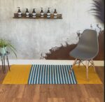 Indian Cotton Rug - 70x170cm - Yellow/ Blue - immagine 3