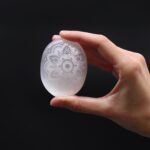 Selenite Palm Stone - Mandala Engraved - immagine 3