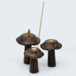Set of 3 Flat Incense Cone Mushrooms (13cm 12cm 11cm) - immagine 3
