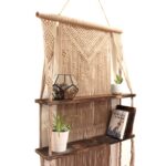 Brown Macrame Hanging Shelves - Brown - immagine 3