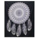 B&W Double Cotton Bedspread + Wall Hanging - Dreamcatcher - immagine 2