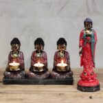 Antique Buddha - Three Devotees Candle Holder - immagine 3