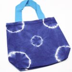 Natural Tye-Dye Cotton Bag (8oz) - 38x42x12cm - Blue Rings - Blue Handle - immagine 4