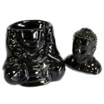 Sitting Buddha Oil Burner - Black - immagine 2
