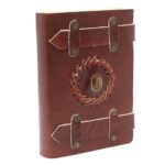 Leather Tigereye with Belts Notebook 15x10 cm
