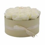 Soap Flower Gift Bouquet - 14 Cream Roses - Round - immagine 3