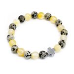 Set of 2 Gemstones Friendship Bracelets - Protection - Dalmation Jasper & Yellow Agate - immagine 3