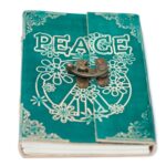 Leather Green Peace with Lock Notebook (18x13 cm) - immagine 3