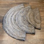 Round Jute and Recycle Denim Rug-  90 cm - immagine 3