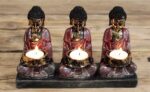 Antique Buddha - Three Devotees Candle Holder - immagine 2