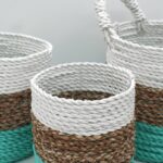 Seagrass Basket Set - Green / Natural / White - immagine 4