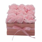 Soap Flower Gift Bouquet - 9 Pink Roses - Square - immagine 2