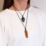 Laced Gemstone Flat Point Pendant - Golden Quartz - immagine 4