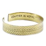 Brass Tibetan Bracelet - Wide Tribal Leaf - immagine 2