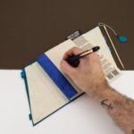 Lokta Bold Floral Bamboo Lock Notebook – Medium (15x12cm) – 45 Leaves – Midnight Blue