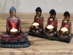 Antique Buddha - Three Devotees Candle Holder - immagine 4