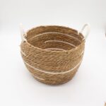 Cotton & Seagrass Large Baskets – Natural Stripes – Set of 3 - immagine 3