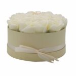 Soap Flower Gift Bouquet - 14 Cream Roses - Round - immagine 5