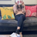 Printed Cotton Cushion Cover - We are Leaves - Blue - immagine 10