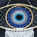 Protection Dream Cather - Lrg Macrame Evil Eye Blue/White/Black - immagine 2