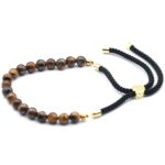 18K Gold Plated Gemstone Black String Bracelet - Tiger Eye - immagine 2