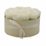 Soap Flower Gift Bouquet - 14 Cream Roses - Round - immagine 6