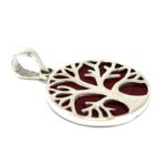 Tree of Life Silver Pendent 22mm - Coral Effect - immagine 2