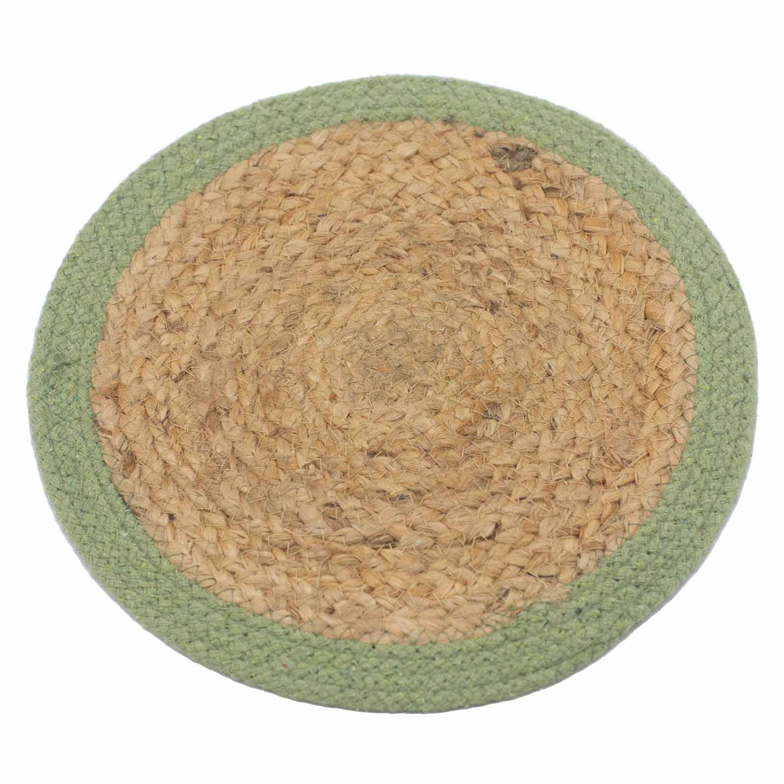 bG9jYWw6Ly9tZWRpYS9TTS9HQy82MFIzMEMxRzZSV0tHQ1NNLzViYjAyOTZiLmpwZWc.jpg Natural Place Mat - Jute & Cotton 30cm - Olive Boarder - immagine 1