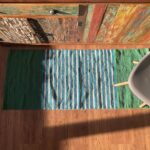 Indian Cotton Rug - 70x170cm - Blue/ Green - immagine 5