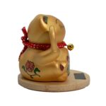 Solar Money Cat Wooden Base - Gold moving Hand - immagine 3